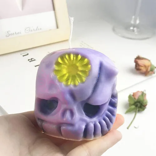Vista 4 de Adai - Molde de vela de calavera para hacer velas, molde de silicona 3D para fundición de resina, bricolaje yeso, arcilla polimérica, decoración