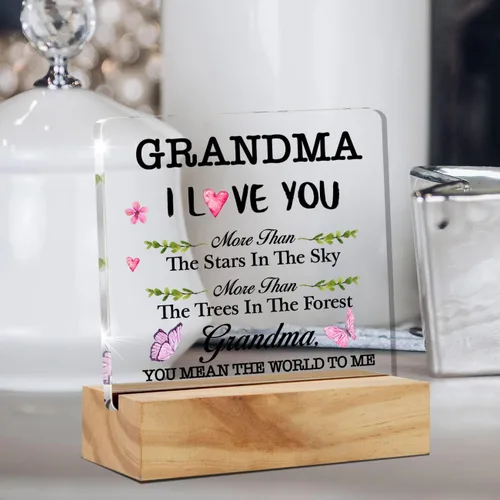 Vista 6 de Letrero de acrílico con texto en inglés «Best Grandma Gifts «I Love You More Than the Stars in the Sky Sayings»
