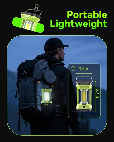Vista 6 de AlpsWolf Linterna de Campamento Recargable, Linterna LED de 4000mAh para Cortes de Energía, Linterna de Campamento Super Brillante Portátil