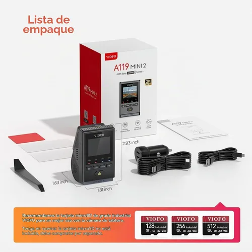 Vista 4 de VIOFO Dash Cam Front A119 Mini 2, STARVIS 2 Sensor, 2K 60fps Car Dashcam