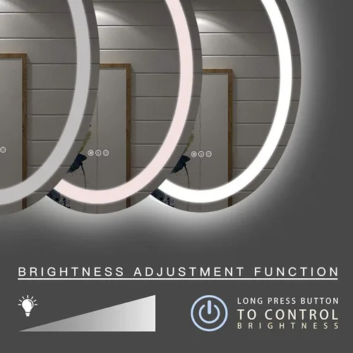 Vista 4 de Espejo de baño de cristal LED ovalado de 20 x 30 pulgadas, espejo LED inteligente para baño, espejo de tocador iluminado con luz de 3