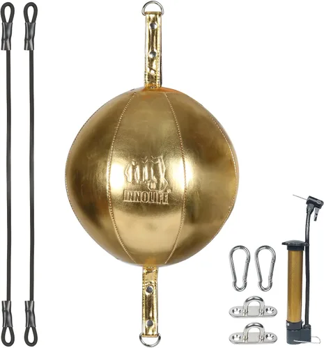 Vista 12 de InnoLife Kit de saco de boxeo de doble extremo con bola de perforación, kit de reacción de velocidad con cordones elásticos, perfecto