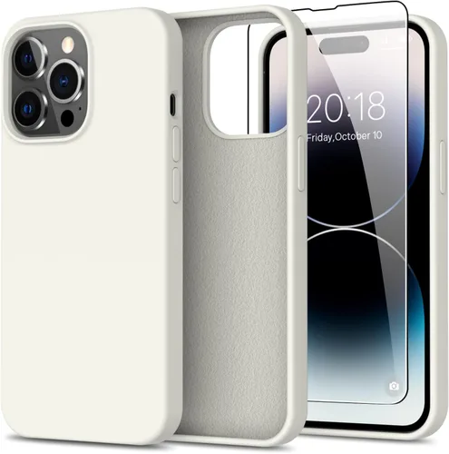 Vista 17 de bemal Funda para iPhone 14 Pro con protector de pantalla, silicona líquida de ajuste delgado, forro de microfibra suave, diseñada para mujeres