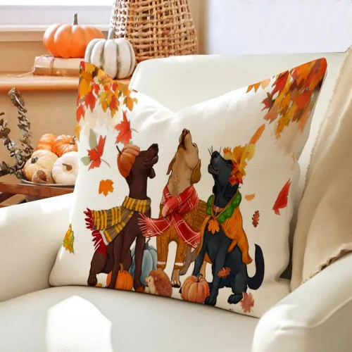 Vista 2 de RABUSOFA Fundas de almohada de otoño de 18 x 18 pulgadas, decoraciones de Negro