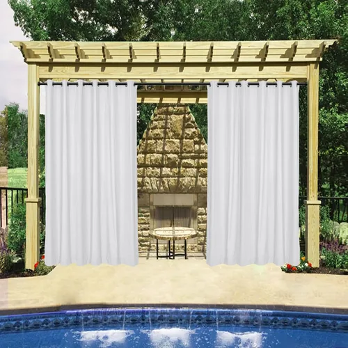Vista 12 de Macochico Cortinas impermeables para patio al aire libre, cortinas opacas con aislamiento térmico, cortinas resistentes al viento para puerta Beige