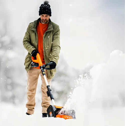 Vista 2 de SuperHandy Pala de nieve inalámbrica, lanzador de nieve eléctrico de 20 V 4 Ah, ligero, camino de limpieza de 10 x 5 pulgadas, distancia