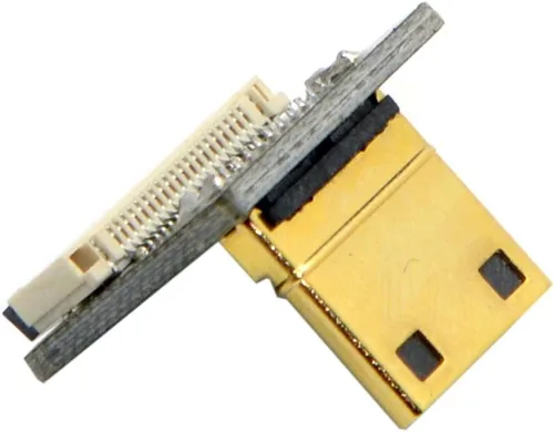 Vista 2 de chenyang FPC 20Pin Mini HDMI plano macho 90 grados abajo en ángulo conector para cable de cinta, Raspberry Pi, GoPro, mini pantalla, dron, cámara