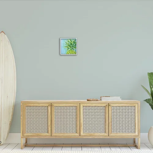 Vista 3 de Stupell Industries Arte giclée enmarcado con fruta de piña azul tropical, diseño de Stephanie Workman Marrott