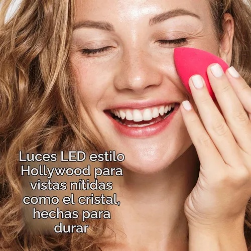 Vista 5 de Conair Espejo de maquillaje iluminado, espejo de tocador LED con base de almacenamiento, funciona con pilas en negro