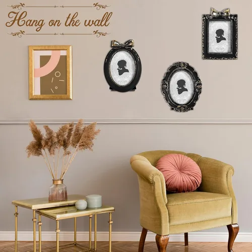Vista 2 de Vicenpal 3 Pcs Tiny Vintage Ornate Picture Frames 2.5 x 3.5 Inch Black Gold Negro dorado