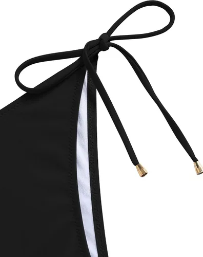 Vista 7 de ZAFUL Conjunto de bikini triangular para mujer, traje de baño de dos piezas de corte alto, traje de baño halter con lazo frontal, tanga
