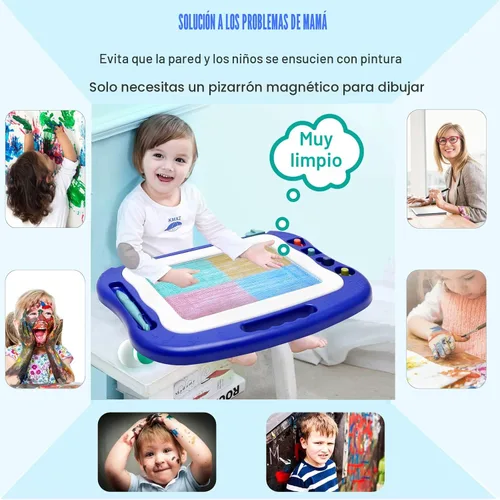 Vista 2 de Tablero de Dibujo Magnético, Tablero Grande de Garabatos Juguetes para Niñas y Niños de 3 4 5 6 7 Años Regalo para Niños Etch A Sketch Colorido Azul