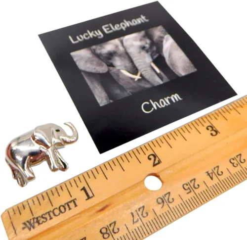 Vista 4 de Westmon Works Lucky Elephant Charm Legend - Juego de baratijas pequeñas para la buena suerte con tarjeta, Metal, No es una piedra preciosa