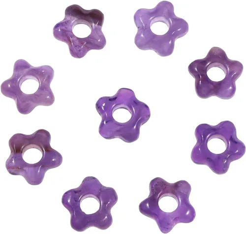 Vista 15 de mookaitedecor 10 cuentas de agujero grande con flores florales para hacer Transparente
