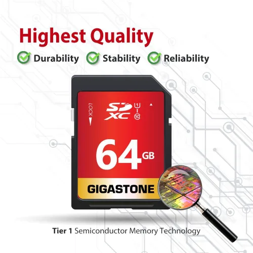 Vista 7 de GIGASTONE Tarjeta SD de 64 GB, paquete de 2 unidades UHS-I U1 Clase 10 SDXC Tarjeta de memoria SDXC de alta velocidad Full HD Video Olympus Cámara