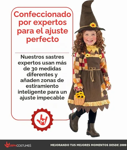 Vista 7 de Morph Disfraz de espantapájaros para niñas, disfraz de espantapájaros para niñas, disfraces de Halloween para niñas