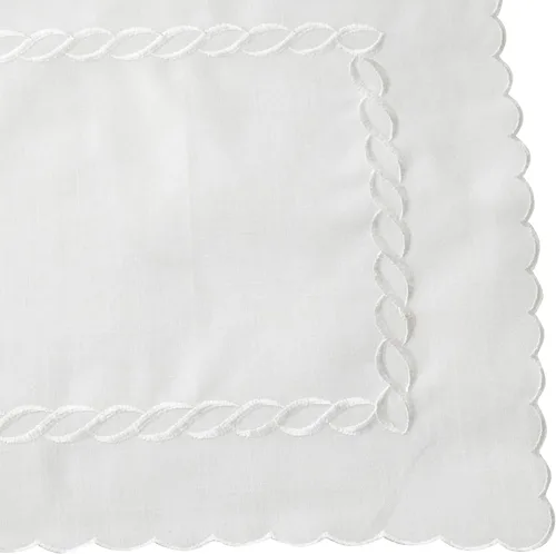 Vista 2 de SARO LIFESTYLE 1064.W1420B Abigail Collection - Manteles individuales trenzados con bordado (juego de 4) de 14 x 20 pulgadas, color blanco