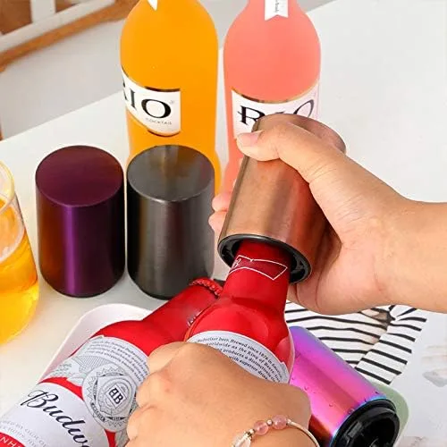 Vista 2 de Abrebotellas, abridor de botellas magnético con captador de tapa, picnic, camping, barbacoa, viaje (negro)