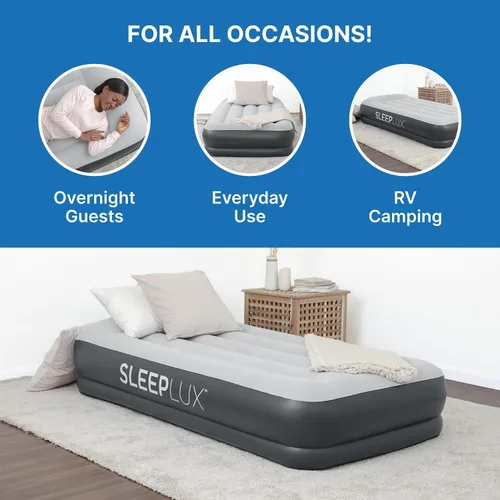 Vista 6 de SLEEPLUX Colchón de aire inflable duradero con bomba incorporada, almohada y cargador USB