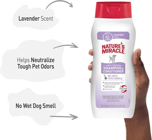 Vista 7 de Nature's Miracle Nature's Miracle - Champú y acondicionador para control de olores, 16 onzas, aroma a lavanda Odor Control Formula With Charcoal