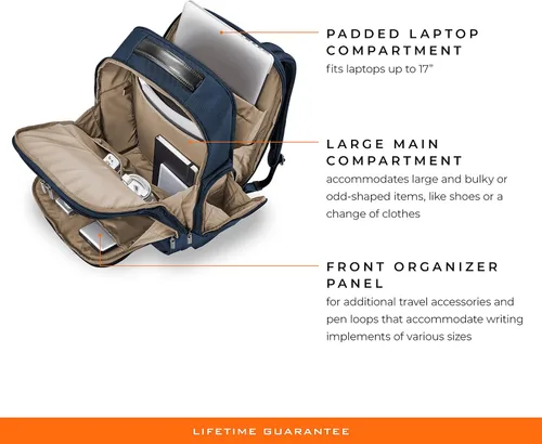 Vista 3 de Briggs & Riley Mochila Work, Azul Marino, Large Cargo Backpack, Work Mochila de carga grande