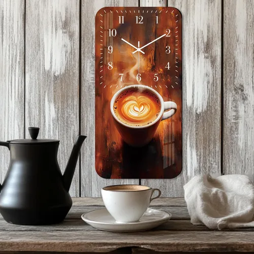 Vista 2 de Reloj de pared de taza de café para cocina, reloj de pared rectangular de madera, funciona con pilas, 12 pulgadas, relojes rústicos vintage
