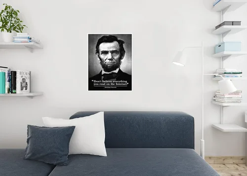 Vista 5 de Póster laminado de Abraham Lincoln divertido aula Dont Believe Everything You Read On The Internet History High School Decor Poster de borrado