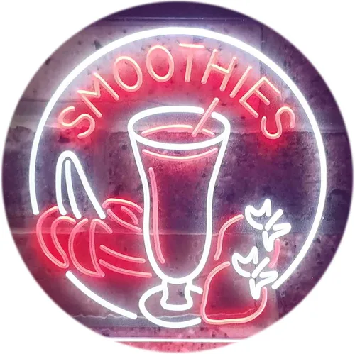 Vista 17 de ADVPRO Smoothies Fruit Drink Shop Señal de neón LED de doble color azul y rojo 24 "x 16" st6s64-i3343-br