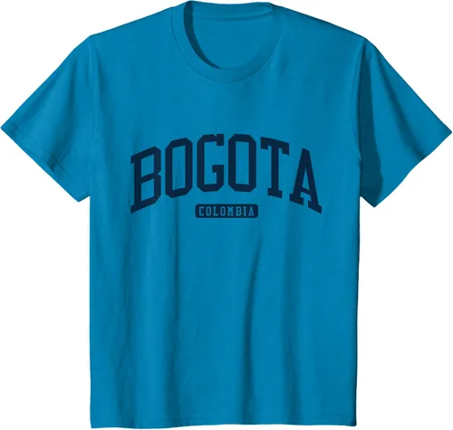 Vista 51 de Bogotá Colombia College University Style Camiseta azul marino, Blanco