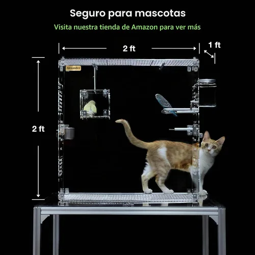 Vista 5 de GuineaLoft™ Jaula de pájaros de acrílico personalizada cristalina Modelo-ET2