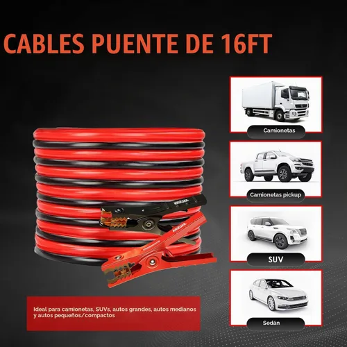 Vista 3 de K KRIËGER Cables de puente para batería de automóvil, cables de refuerzo automotrices resistentes para arrancar baterías muertas o débiles con bolsa
