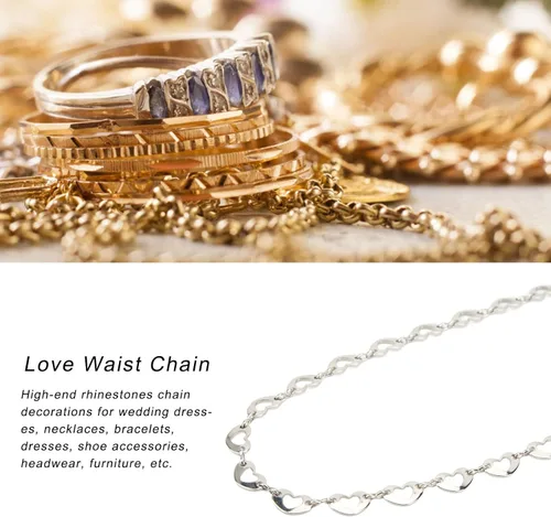 Vista 3 de plplaaoo Waist Chain,1 Yard Love Waist Chain for Women,Belly Chains for The Waist,Exquisite Simple Crystal Glass Rhinestones Waist Chain,Belly Chain