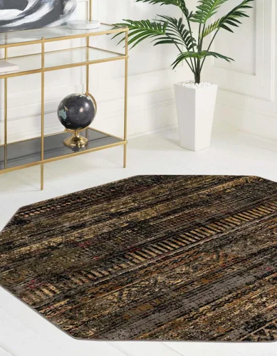 Vista 6 de Unique Loom Saturn Collection Alfombra de área - Relay (Runner 2' 2" x 5' 0", Beige/Gris)