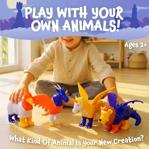 Vista 6 de POPULAR PLAYTHINGS Animales magnéticos para niños pequeños de 1 a 3 años, mezcla o combina juguetes míticos, juego de 4 regalos para niños