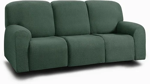 Vista 22 de ULTICOR Fundas jacquard para sofá reclinable de 8 piezas, fundas elásticas para sofá reclinable de 3 cojines, gruesas, suaves y lavables (estilo 3)