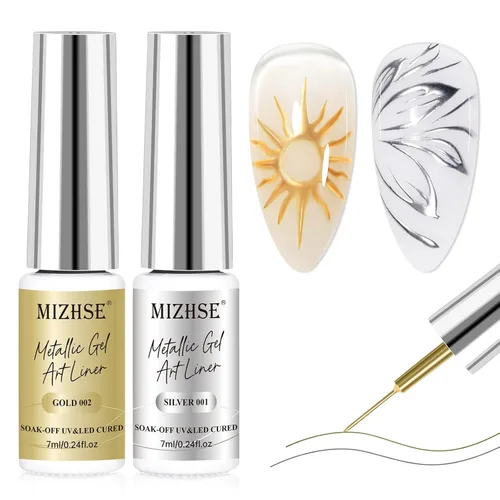 Vista 9 de MIZHSE Gel Liner Nail Art Polish Pintura en gel en blanco y negro para uñas, diseño de líneas de remolino, pintura de puntos, kit de manicura