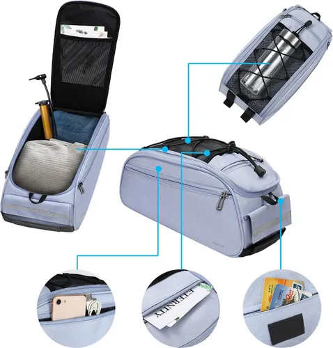 Vista 3 de MOSISO Bolsa de maletero para bicicleta, bolsa impermeable para asiento trasero de bicicleta, bolsa de almacenamiento para el sillín, bolsa