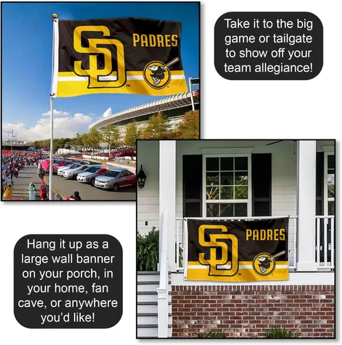 Vista 4 de WinCraft Bandera de San Diego Padres Logo Insignia de 3 x 5 pies con ojal