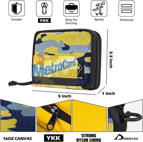 Vista 5 de Rough Enough - Cartera para adolescentes y niños, tarjetero con cordón para el cuello, cremallera, bolsillo para monedas, acordeón, lona