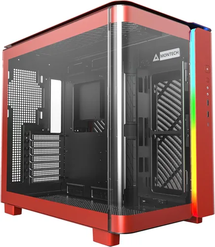 Vista 13 de Chasis para PC Montech King 15 Micro-ATX, vidrio panorámico curvo, enfriamiento de flujo de aire tipo chimenea, diseño de cámara dual, soporte