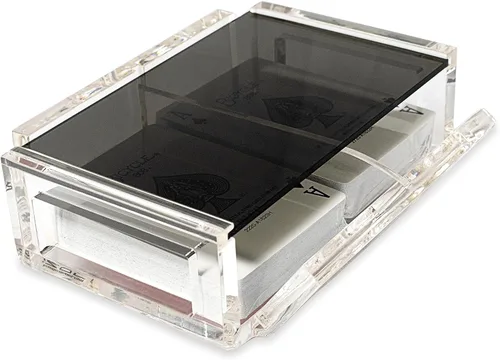 Vista 13 de La Canasta - Juego de bandeja para cartas con 2 barajas de cartas en caja acrílica con tapa deslizante y base giratoria, mantiene la pila de cartas