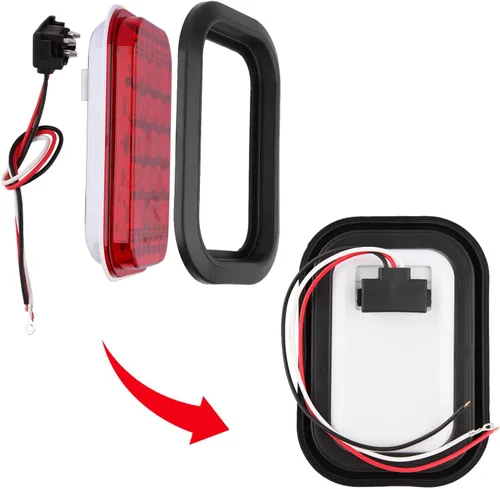Vista 4 de Partswcgg Juego de 6 luces LED rectangulares de 5 x 3 pulgadas para freno/giro/cola/freno y respaldo de marcha atrás para camión, remolque, luces