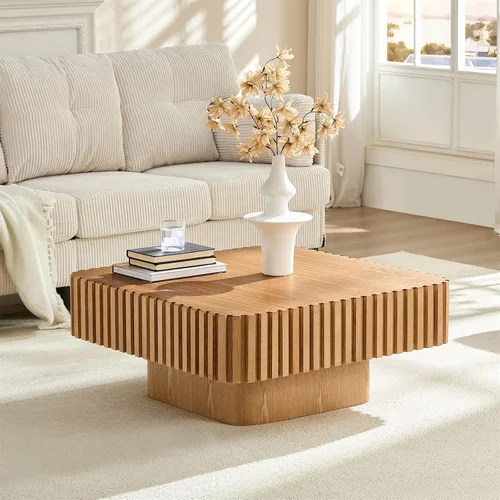 Vista 11 de LKTART Mesa de Centro con Tapa Elevable para Sala de Estar, Mesa de Centro Acanalada de Acento con Almacenamiento, Mesa de Té Central Rectangular