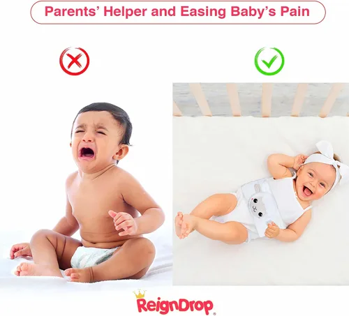 Vista 6 de ReignDrop Alivio de cólicos para recién nacidos – Set de alivio de gases con banda para el vientre, paquete de gel, bolsa de almacenamiento
