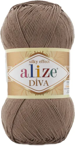 Vista 35 de Alize Diva Silk Effect 100% hilo acrílico de microfibra, 1 madejas de bola de 3.53 oz 383yds color (1 - crema)