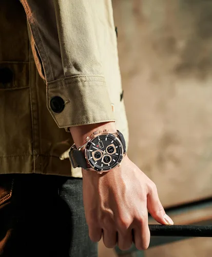 Vista 6 de TEARTRACE Watches for Men Luxury Business Waterproof Calendar Leather Strap Digital Chronograph Analog Wristwatch