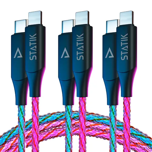 Vista 12 de Cable de Carga Iluminado Statik - Cable de Carga LED Trenzado GloBright, Cable de Carga 100W Iluminado Super Rápido, Transferencia de Datos, Cable