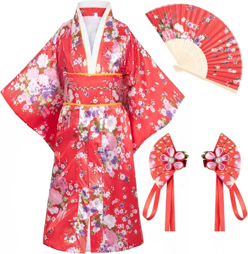 Vista 2 de Elibelle Bata de kimono tradicional japonesa para disfraz de niñas