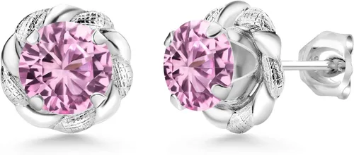Vista 46 de Gem Stone King Aretes de plata de ley 925 de 0.236 in con piedra natal redonda para mujer