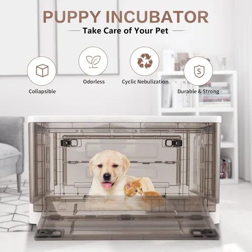 Vista 2 de Caja de nebulización, nebulizador para gatos, nebulizador para perros, incubadora de gatitos, unidad de calefacción no incluida, incubadora